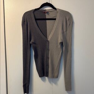 STAUD Gray Women's V-Neck Cardigan Sweater